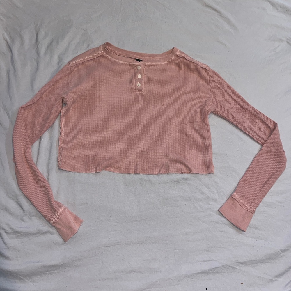 Wild Fable Dusty Pink Button Down Crop Top